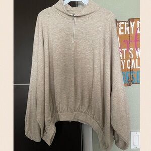 New! Oatmeal Mock Neck Zipper Sweatshirt